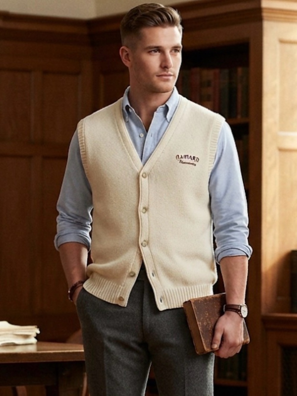 Harvard University 100% cotton button up sweater vest